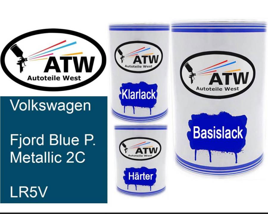 Volkswagen, Fjord Blue P. Metallic 2C, LR5V: 500ml Lackdose + 500ml Klarlack + 250ml Härter - Set, von ATW Autoteile West.